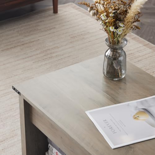 VINGLI Farmhouse Lift Top Coffee Table,38" Living Room Table,Grey - Image 5