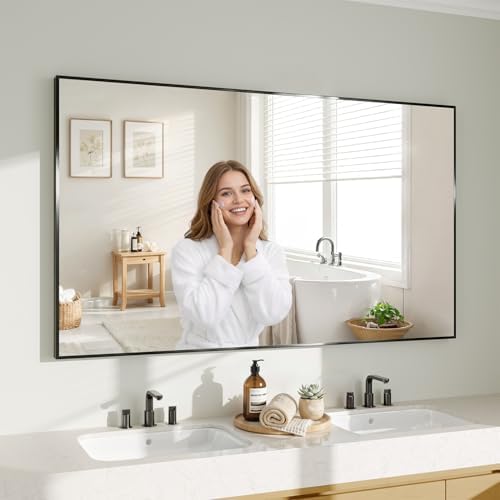 Koonmi Black Mirrors for Wall, 30x55 Inch Bathroom Mirror, Rectangular Wall Mirror for Living Room Bedroom Bathroom, Hangs Horizontally or Vertically by KOONMI