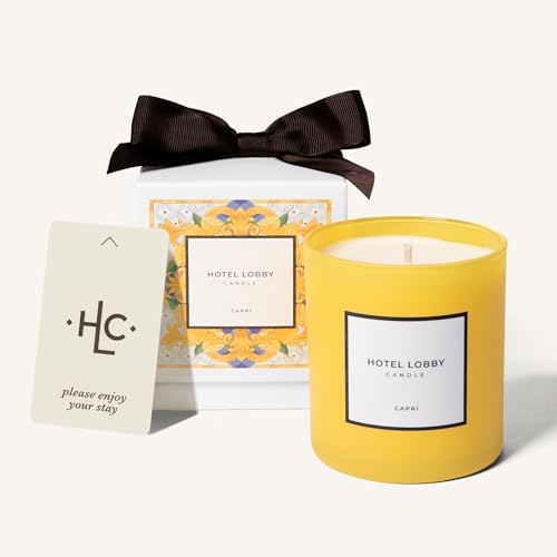 Hotel Lobby Capri Candle – Hand-Poured 9.75oz 100% Soy Wax with Italian Citrus, Jasmine, Amaro Liqueur, Sea Salt, and Mineral Amber – Paraffin-Free, Infused with Essential Oils, 65-Hour Non-Toxic Burn by HotelLobbyCandle