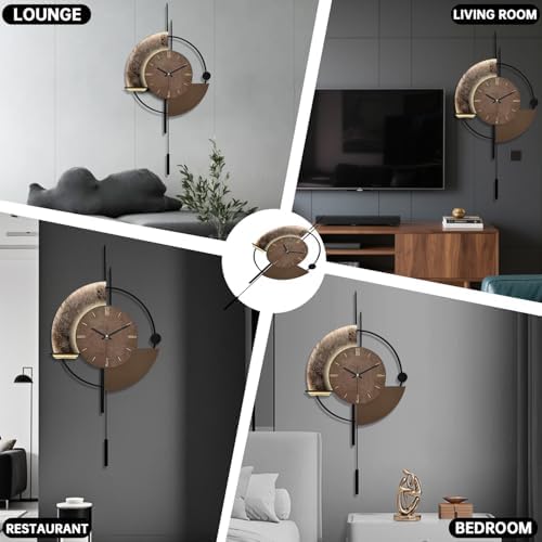 SIN&MI Wall Clock,Decorative Wall Clocks with Pendulum,Silent Quality Quartz Clock Battery Operated,Large Clock for Living Room,Kitchen,Home,Bathroom,Bedroom Wall Decor,18.9 * 34.2inch - Image 3