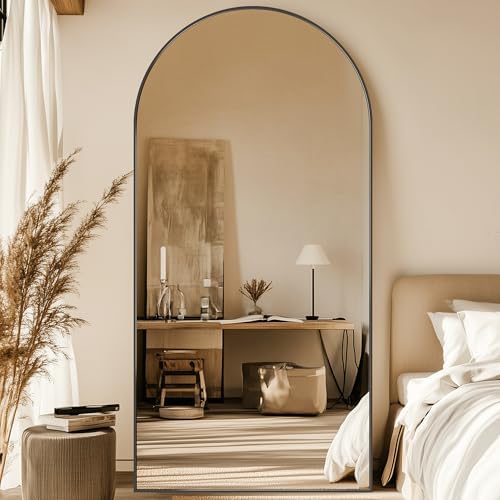 77"x38" Arched Full Length Mirror, Large Floor Mirror, Black by Unknown