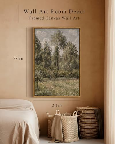 InSimSea Framed Canvas Prints Art Vintage Decor, Bushes Poplars Nature Landscape Paintings, Large Prints, Farmhouse Decor, Classical Wall Decorations for Bedroom Living Room Bathroom, 24"x36" - Image 5