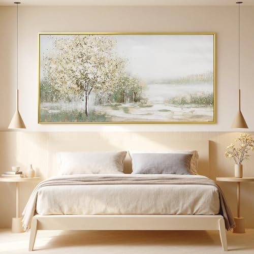 Canvas Wall Art Decor Large Green Wall Art for Living Room Natural Landscape Wall Art Decor Canvas Art Wall Decor Gold Framed Wall Art Prints for Room Bedroom Office Decor 29"X58" - Image 3