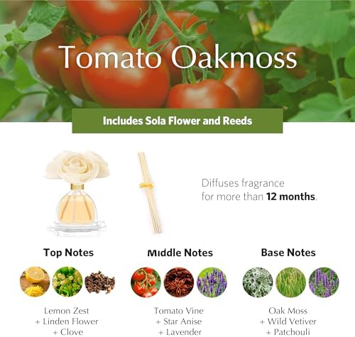 Agraria Monique Lhuillier Tomato Oakmoss AirEssence Fragrance Reed Diffuser, 7.4 Oz, Fresh Alluring Sola Flower Earthy Scent Diffusers for Home - Image 3