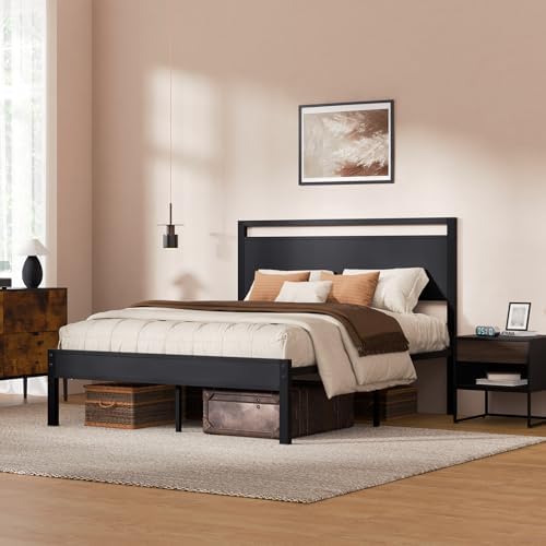 Z-hom Queen Bed Frame with Wooden Headboard & Footboard,Metal Platform Bed - Image 3