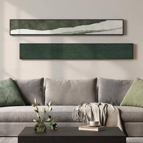 Framed Green White Vertical Abstract Wall Art Decor for Hallway, 2 Piece - Image 4
