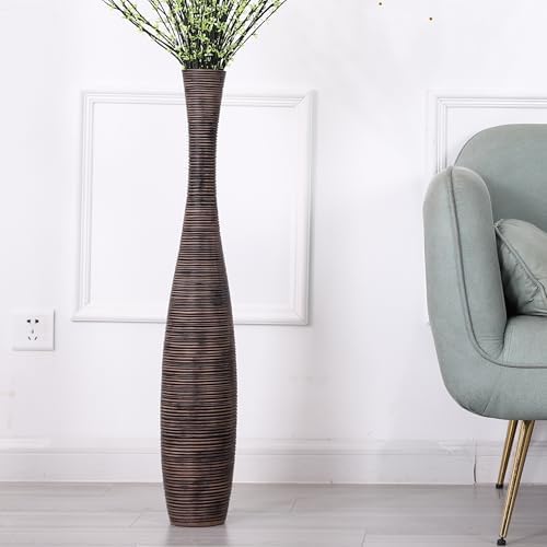 Leewadee Decorative Tall Floor Vase for Living Room Decor, 34 inches, Brown, Resin by Leewadee