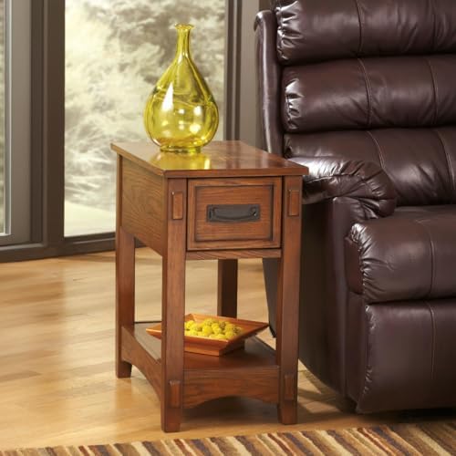 Signature Design by Ashley Breegin Narrow Sofa Side End Table, Brown, 13" - Image 2