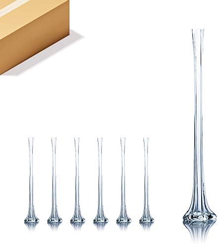 WGV Eiffel Tower Vase Bulk, Open 2", Height 28", (Multiple Sizes Choices) Clear Glass Floral Container with Sturdy Base, Flower Centerpiece for Wedding Event Home Decor, Arts Crafts, 6 Pieces by WGVInternational-OpusGlassware