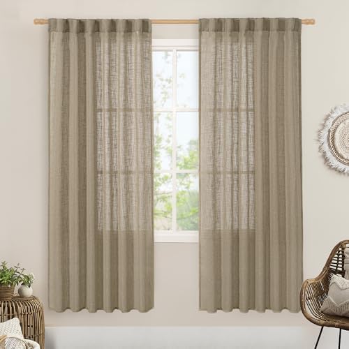 LAMIT Taupe 78 inch Linen Curtains for Living Room 2 Panels, 52 x 78 Inch by LAMIT