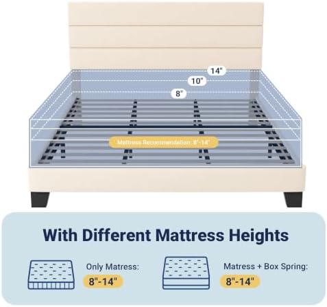 Allewie Cal King Size Platform Bed Frame with Velvet Upholstered Headboard - Image 7