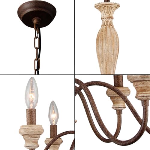 6 Light 28in Farmhouse French Country Chandelier for Dining Room - Image 5