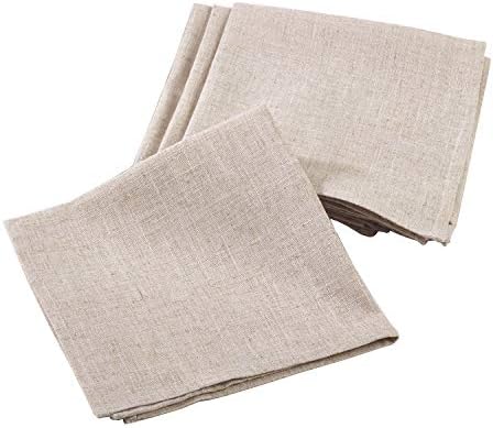 Fennco Styles Toscana Contemporary Plain Linen Blend 20 x 20 Inch Cloth Napkins for Dinner Table, Picnic Table, Parties, Wedding Decorations, Natural, Set of 4 by FenncoStyles