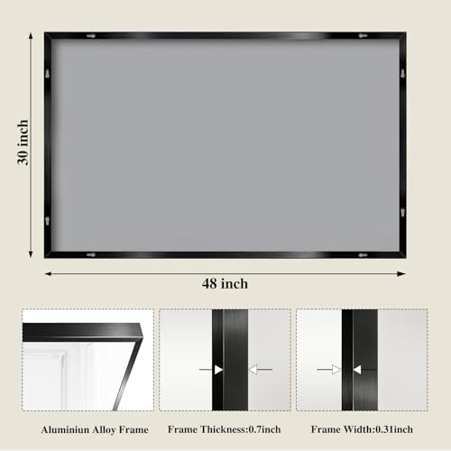 Koonmi Black Mirrors for Wall, 30x48 Inch Bathroom Mirror, Rectangular Wall Mirror for Living Room Bedroom Bathroom, Hangs Horizontally or Vertically - Image 2