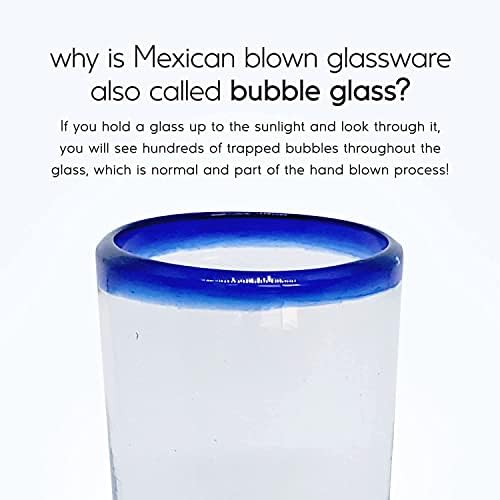 Cobalt Blue Rim 14 oz Drinking Glasses (set of 6), Recycled Glass, Lead-free, Toxin-Free (Drinking) - Image 3