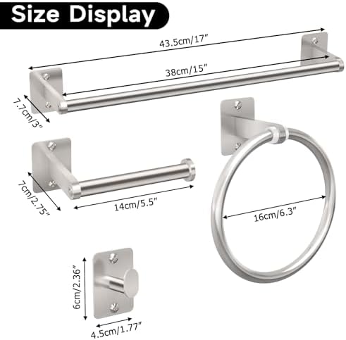 KLJKPA Brushed Nickel Bathroom Accessories Set, 4 PCS Bathroom Hardware Set - Image 6