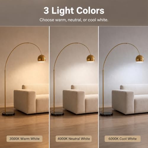 82IN Gold Arc Floor Lamp with Marble Base＆3 Color Temperatures - Image 5