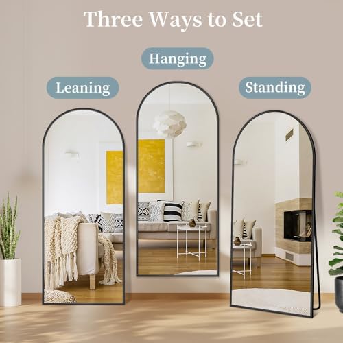 62"x41" Arched Full Length Mirror with Stand,Full Body Floor Mirror - Image 6