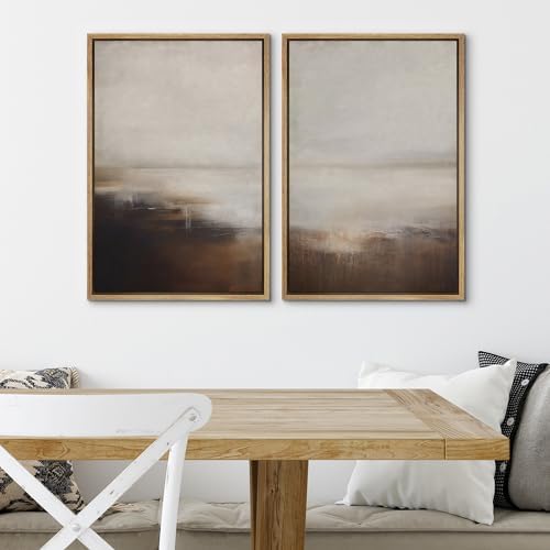 SIGNWIN Framed Canvas Print Wall Art Neutral Landscape Subtle Brown and Gray Tones Illustrations Modern Art Decorative Contemporary for Living Room, Bedroom, Office - 24"" x36 x2 Natural - Image 4