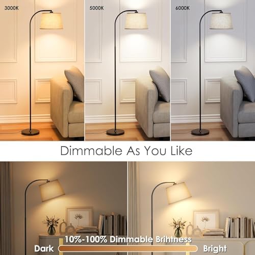 Karjoefar 64" 3 Color Dimmable Black Arc Floor Standing Lamp with Remote - Image 3
