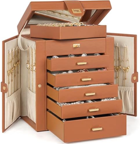 AKOZLIN 6-Tier Jewelry Box Organizer 5 Drawers Storage Medium Orange - Image 7