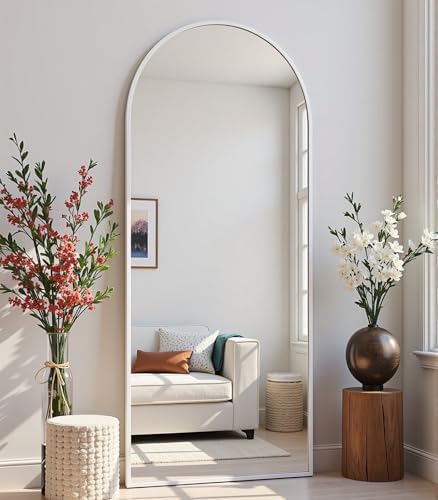 Dewfig Arched Full Length Mirror, 58"X18" Large Full Body Mirror, White - Image 2