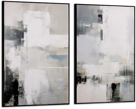 SAFERRYHOME Neutral Abstract Hand Painted Wall Art, 24x36 Inches, Set of 2 by SAFERRYHOME