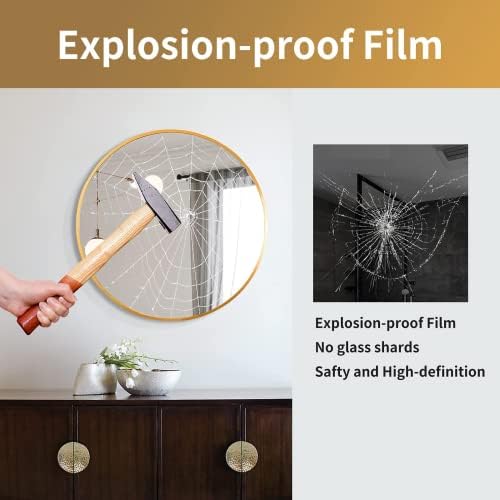 HARRITPURE Round Mirror 19.6" Gold Wall Mounted Circle Mirror with Aluminum Alloy Frame Modern Design for Bathroom, Living Room, Vanity, Bedroom, Entryway - Image 5