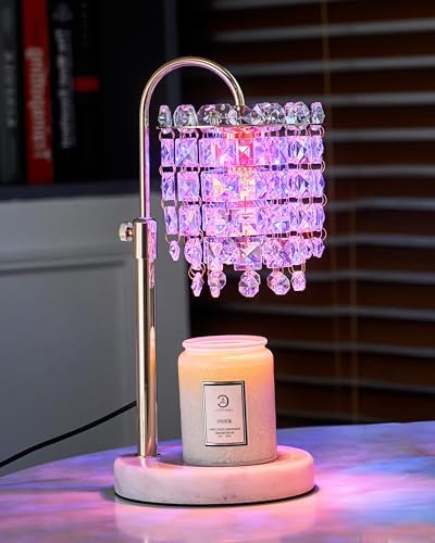 Candle Warmer Lamp with Timer & Dimmable Crystals Candle Lamp Warmer with RGB Mode, Adjustable Height Electric Candle Warmer with 3 Bulbs for Women Mom House Warming Gifts New Home Room Decor by SHIHOME