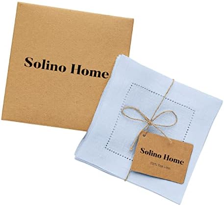 Solino Home 100% Pure Linen Cocktail Napkins Sky Blue, 6 x 6 in, Set of 12 - Image 4