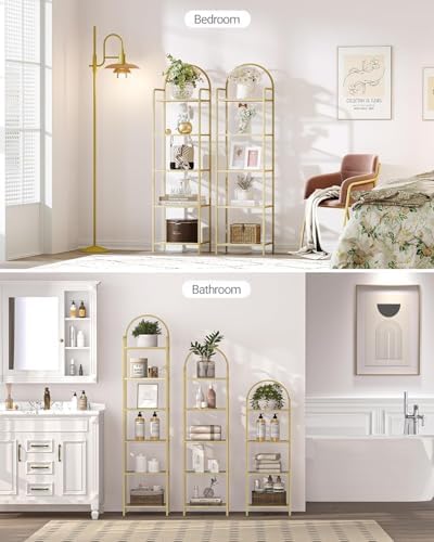 Hzuaneri Bookcase Bookshelf, Tempered Glass Bookshelves - Image 4