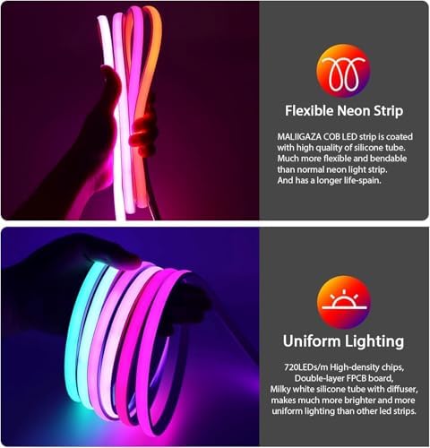 Addressable COB LED Strip, IP68 Waterproof 24V 9.84ft WS2811 RGB-IC Dream Rainbow Color White PCB LED Tape 720LEDs/m with Silicone Tube for Outdoor Decor Lighting (Without Controller and Power Supply) - Image 4