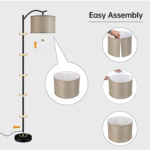 BoostArea LED Arched Floor Lamp with Fabric Linen Shade - Image 7