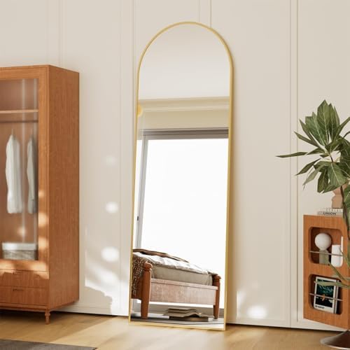 Koonmi 21"x56" Arched Full Length Mirror, Gold Large Floor Mirror with Aluminum Alloy Frame, Standing Hanging or Leaning Wall-Mounted Full Body Mirror for Living Room and Bedroom by KOONMI