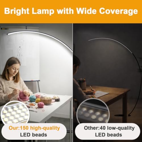 Dimmable LED Lamps for Living Room with 3 Color Temperatures, Ultra Bright 2000LM Arc Floor Lamps, Modern Standing Tall Lamp with Remote Control Reading Floor Lamp for Bedroom Office Classroom - Image 4