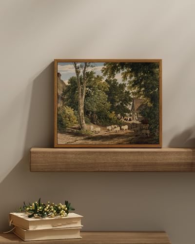 InSimSea Framed Canvas Wall Art Vintage Decor, Room Decor Classical Countryside Landscape Watercolor Painting Canvas Prints Wall Art for Living Room Badroom Farmhouse Bathroom Decor, 11"x14" - Image 2