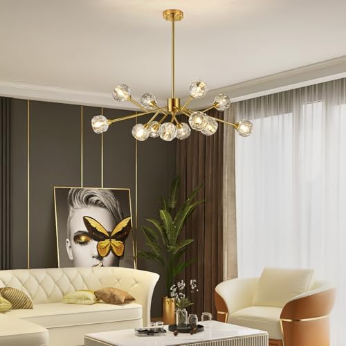 Weesalife Gold Sputnik Chandeliers for Living Room，12 Lights D36'' Inch - Image 2