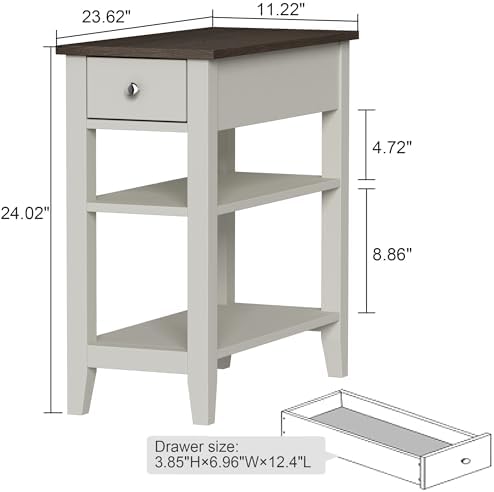 ChooChoo Side Table Set of 2 Living Room with Drawer and Shelf - Image 3