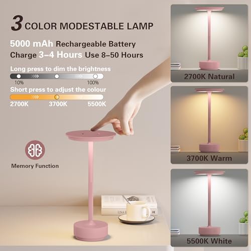 Cordless Table Lamp Set of 2,Rechargeable Battery Powered LED Table Light - Image 6