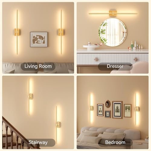 Battery Operated Wall Sconces Set of 2, Remote Control, 10000mAh, Gold - Image 7