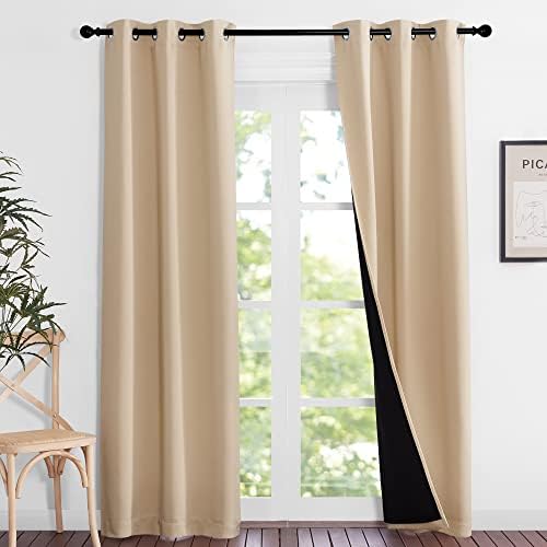 NICETOWN Biscotti Beige Curtains for Living Room 37" w x 84" L 2 Panels by NICETOWN