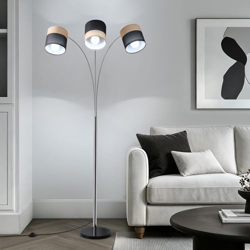 Floor Lamps for Living Room, Brushed Nickel Arc Floor Lamp, 3 Light Tall Floor Lights Living Room, 71" Mid Century Tree Floor Lamp for Bedroom, Office(Bulb not Included) - Image 2