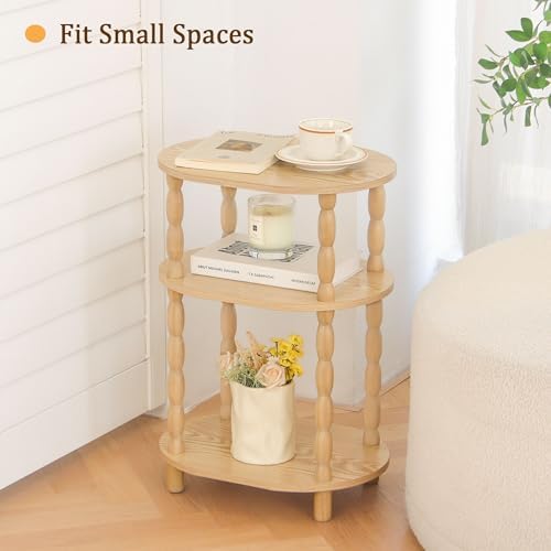 MaxSmeo End Table with Charging Station, Small Oval Side Table for Small Spaces, Modern Accent Table Night Stand with Charging Station for Living Room, Bedroom, Natural - Image 6