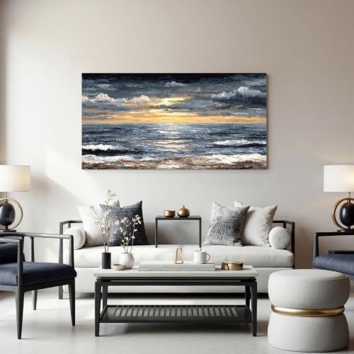 Canvas Wall Art Decor Wall Art Pictures for Living Room Abstract Coastal Wall Art Prints Modern Landscape Wall Art Decorations Abstract Canvas Art Wall Decor Bedroom Office Decor 20" X 40" - Image 3