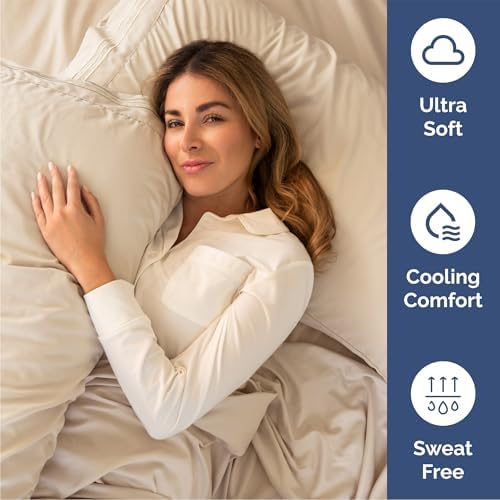 Queen Size 4 Piece Sheet Set - Comfy Breathable & Cooling Sheets - Wheat - Image 4
