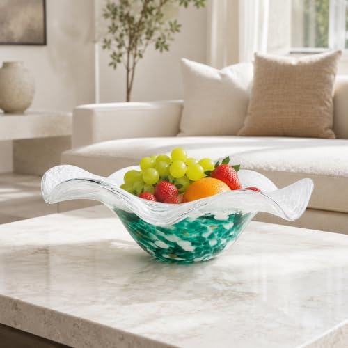 Hand Blown Glass Bowl Decorative Dish Fruit Bowl Home Decor - Image 2