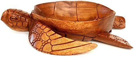 Wooden Hand Carved Turtle Bowl – Decorative Fruit Dish, Rustic Coastal Ocean-Inspired Tabletop Centerpiece, Handmade Animal Shaped Wood Serving Tray, Artisan Beach House Decor Accent Turtle Bowls - Image 3