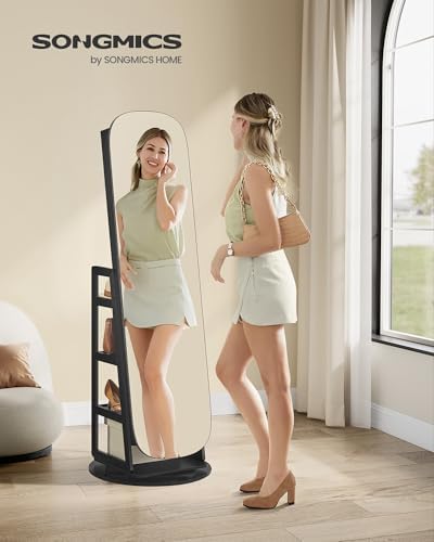 SONGMICS LED Jewelry Cabinet, 360° Swivel, Lockable, Full-Length Mirror - Image 2
