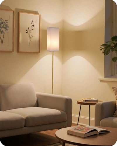 2Pack 64.2” Dimmable Floor Lamp for Living Room with Remote & Foot Switch, Corner Floor Lamp for Bedroom, Includes A19 Bulb, Modern Standing Tall Lamp, ETL Listed White and Gold DCW17LDP205 - Image 5
