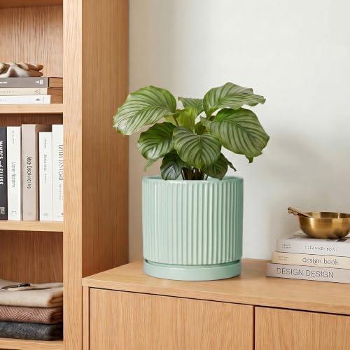 Ceramic Flower Pots, 6 Inch Plant Pot, Round Planter, Mint Green - Image 7